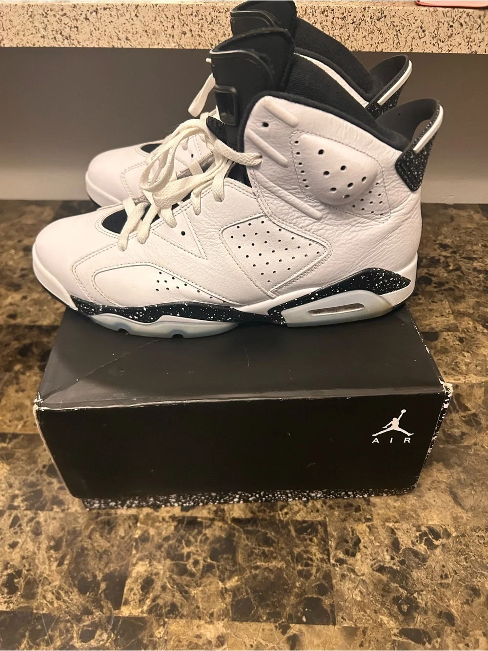 Nike White Black Air Jordan 6 High-Top Sneakers